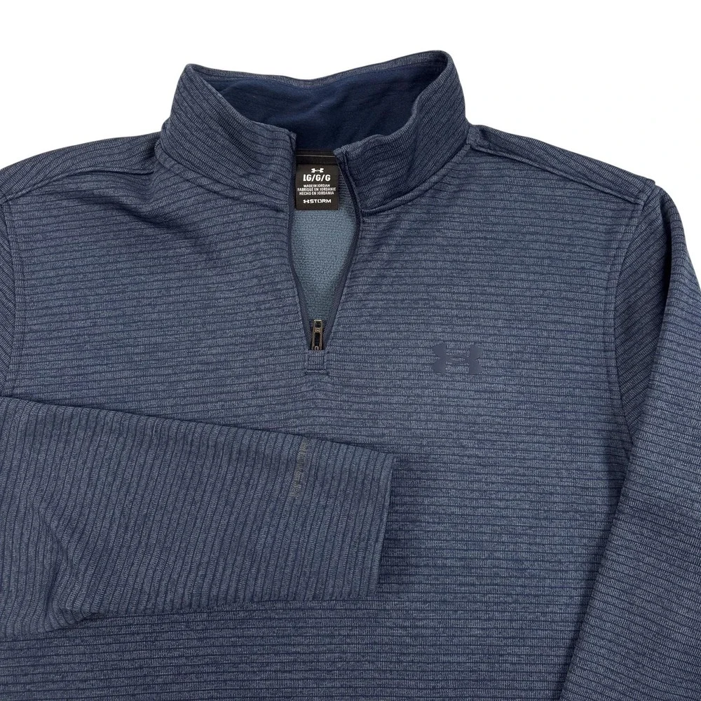 Under Armour Storm SweaterFleece Pullover Mens Large Blue 1/4 Zip Gym 1373674